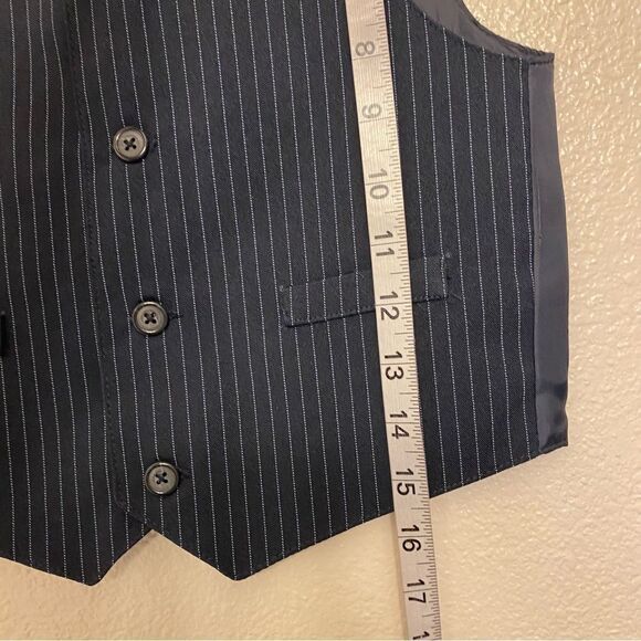 Boys kids youth Navy blue pin stripe formal dress up vest suit Jacket size 6 - Picture 3 of 6